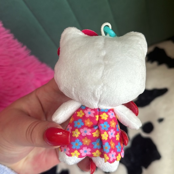 Hello Kitty Pink Mod Floral Dress Plush Keychain - Picture 2 of 2
